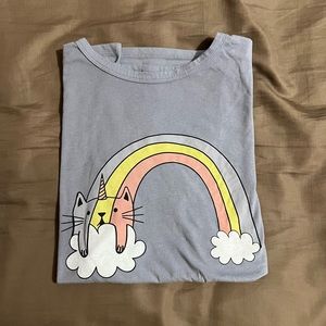 Light Blue Kitty Rainbow Shirt (Size:Woman XL)